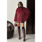 Caddebostan Moda Bordo Peluş Kaban Modern Premium Luxury Trend Tasarım Kaban