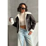 Caddebostan Moda Kadın Peluş Süet Ceket Modern Premium Luxury Trend Tasarım Mont 1856 - Haki