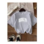 caddekombin Brooklyn 1898 Baskılı Pamuk Yuvarlak Yaka Gri T-shirt