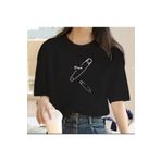caddekombin Çengelli İğne Baskılı Kadın Pamuk Penye Bisiklet Yaka Kırmızı T-shirt