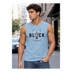 caddekombin Erkek Black Yazılı Tipografi Şehir Baskılı Sıfır Kol Yuvarlak Bisiklet Yaka Mavi Tişört / Tshirt