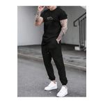 caddekombin Erkek Take İt Easy Baskılı T-shirt Eşofman Altı Jogger Rahat Kalıp Siyah Eşofman Takım New Model