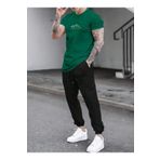 caddekombin Erkek Take İt Easy Baskılı T-shirt Eşofman Altı Jogger Rahat Kalıp Yeşil Eşofman Takım New Model