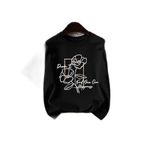 CADDEKOMBIN Gold Çerçeveli Çiçek Baskılı T-shirt, S, cadde-010, Siyah, Kadın