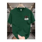 caddekombin İkili Zar Baskılı Erkek Pamuk Penye Bisiklet Yaka Yeşil T-shirt