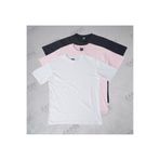 caddekombin Kadın 3-Lü Paket Tişort %100 Pamuk Bisiklet Yaka Rahat Kalıp Beyaz-Pembe -Lacivert T-shirt