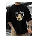 caddekombin Kep Robing Unisex Baskılı Comfortable Kalıp Pamuk Penye Siyah T-shirt