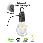 caddeoutlet Taşınabilir Şarjlı Led Ampül Outdoor Kamp Bahçe Lambası 10W Askılı Kırılmaz Led Işık Yeni
