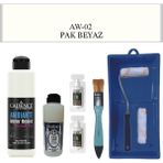 Cadence AW-02 Pak Beyaz 250 ml Ambiente Islak Zemin Boyası ve Taş Vernik Rulo Seti ile Kullanıma Uygun