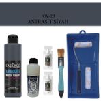 Cadence Fayans Tezgah B - Ambiente Islak Zemin Aw - 23 Antrasit Siyah 250 ml Katalizör 20 gr Taş Vernik 120 Saten Rulo Set