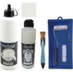 Cadence Mobilya Boyası Multisurface H - 001 Beyaz Boya Seti 500 ml ve 250 ml Parlak Ultimate Vernik ile Saten Rulo