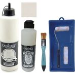 Cadence Mobilya Boyası - Multisurface H - 004 Antik Beyaz 500 ml + Ultimate Vernik Mat 250 ml + Saten Rulo Set