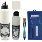 Cadence Mobilya Boyası - Multisurface H - 004 Antik Beyaz 500 ml Ultimate Vernik Parlak 250 ml Saten Rulo Set