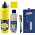 Cadence Mobilya Boyası - Multisurface H - 008 Limon Sarı 500 ml + Ultimate Vernik Mat 250 ml + Saten Rulo Set