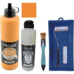 Cadence Mobilya Boyası - Multisurface H - 011 Açık Turuncu 500 ml + Ultimate Vernik Mat 250 ml + Saten Rulo Set
