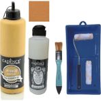 Cadence Mobilya Boyası - Multisurface H - 013 Amber 500 ml Ultimate Vernik Parlak 250 ml Saten Rulo Set