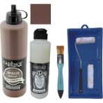 Cadence Mobilya Boyası - Multisurface H - 016 Sıcak Kahve 500 ml Ultimate Vernik Parlak 250 ml Saten Rulo Set
