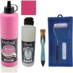 Cadence Mobilya Boyası - Multisurface H - 025 Fuşya 500 ml Ultimate Vernik Parlak 250 ml Saten Rulo Set