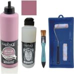 Cadence Mobilya Boyası - Multisurface H - 028 V Pembe 500 ml Ultimate Vernik Parlak 250 ml Saten Rulo Set