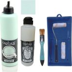 Cadence Mobilya Boyası - Multisurface H - 043 Açık Yeşil 500 ml + Ultimate Vernik Mat 250 ml + Saten Rulo Set