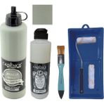 Cadence Mobilya Boyası - Multisurface H - 050 Yosun 500 ml + Ultimate Vernik Mat 250 ml + Saten Rulo Set