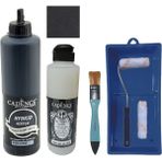 Cadence Mobilya Boyası - Multisurface H - 060 Siyah 500 ml Ultimate Vernik Parlak 250 ml Saten Rulo Set
