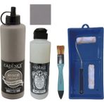 Cadence Mobilya Boyası - Multisurface H - 066 Taş 500 ml + Ultimate Vernik Mat 250 ml + Saten Rulo Set