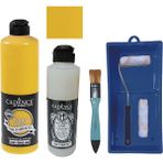 Cadence Mobilya Boyası - Multisurface H - 103 Güneş Sarı 500 ml + Ultimate Vernik Mat 250 ml + Saten Rulo Set