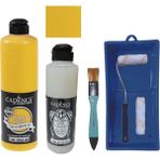 Cadence Mobilya Boyası - Multisurface H - 103 Güneş Sarı 500 ml Ultimate Vernik Parlak 250 ml Saten Rulo Set