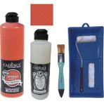 Cadence Mobilya Boyası - Multisurface H - 105 Nar Çiçeği 500 ml Ultimate Vernik Parlak 250 ml Saten Rulo Set