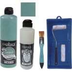 Cadence Mobilya Boyası - Multisurface H - 111 Kraliyet Yeşili 500 ml + Ultimate Vernik Mat 250 ml + Saten Rulo Set
