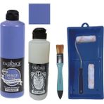 Cadence Mobilya Boyası - Multisurface H - 115 Gece Mavisi 500 ml + Ultimate Vernik Mat 250 ml + Saten Rulo Set