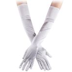 Cadılar Bayramı Cosplay Saten Kostüm Eldivenleri - Uzun, Klasik, Su Geçirmez, Nefes Alabilir, Vintage Moda, Basit Dirsek Stili, Beyaz248, One Size