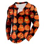 Cadılar Bayramı grafik Tees erkekler cadılar bayramı kostüm erkekler eğlenceli kabak baskı üst yetişkin erkekler cadılar bayramı kostümleri cadılar bayramı Tshirt erkekler, Z02 Turuncu #2, L