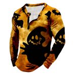 Cadılar Bayramı grafik Tees erkekler cadılar bayramı kostüm erkekler eğlenceli kabak baskı üst yetişkin erkekler cadılar bayramı kostümleri cadılar bayramı Tshirt erkekler, Z06 Sarı, S