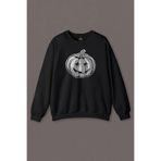 Cadılar Bayramı Halloween Bal Kabağı Surat Beyaz Baskılı Sweatshirt Siyah