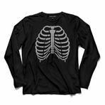 Cadılar Bayramı İskelet Halloween Uzun Kollu Tişört Baskılı Çocuk T-Shirt Siyah