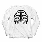 Cadılar Bayramı İskelet Halloween Uzun Kollu Tişört Baskılı T-Shirt Beyaz