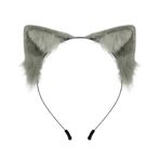 Cadılar Bayramı kedi Kulak Saç Çemberi - Sevimli Peluş Hayvan Kulak Saç Aksesuarları -Cosplay Kostüm Simülasyon kedi Kulak Fotoğraf Aksesuarları (Gri)
