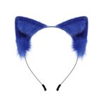 Cadılar Bayramı kedi Kulak Saç Çemberi - Sevimli Peluş Hayvan Kulak Saç Aksesuarları - Cosplay Kostüm Simülasyon kedi Kulak Fotoğraf Aksesuarları (Mavi)