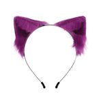 Cadılar Bayramı kedi Kulak Saç Çemberi - Sevimli Peluş Hayvan Kulak Saç Aksesuarları -Cosplay Kostüm Simülasyon kedi Kulak Fotoğraf Sahne (Mor)