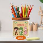 Cadılar Bayramında Çocuklar Ahşap Seramik Kalemlik-21480 - Renkli