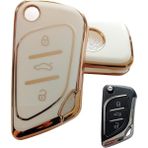 Cadillac Tipli Kd Keydiy Nb30 Uyumlu Kumanda Anahtar Kılıfı Oto Anahtarlık Beyaz Gold