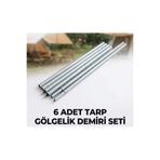Çadır Dünyası Kamp Ekipmanları Çadır Dünyası 6 Adet Tarp Gölgelik Demiri Seti - Galvanizli Çelik, Ayarlanabilir Geçmeli Tente Direğ