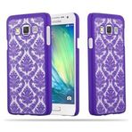 Cadorabo Samsung Galaxy A3 2015 Sert Kapak Kılıf Lila Çiçekler Paisley Henna Tasarım Koruyucu Kılıf – Cep Telefonu Kılıfı Bumper Back Case Cover
