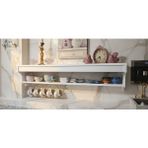 Café Royale Vintage Mutfak Rafı - Dekoratif Fincan ve Kupa Askılığı - Şık Tasarım 120CM 1. Sınıf Mdf - Beyaz