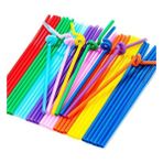 Cafe Avm Renkli Ince Artistik Pipet 50li Paket