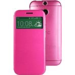Cafele Htc One M8 Pencereli Ve Uyku Modlu Flip Cover - Pembe