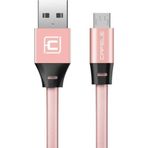 CAFELE Micro Usb Flat Fiber Örgülü 2.4A Şarj Ve Data Kablosu-Pembe