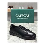 Caffcas Hakiki Deri Siyah El Yapımı Casual Sneaker Erkek Ayakkabı 02-208-Siyah